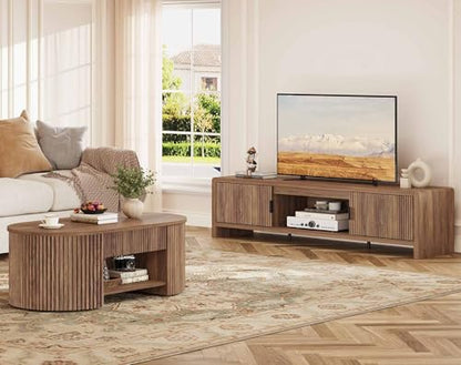 TV Stand for 75/65/55 Inch TVs, Farmhouse Entertainment Center with Storage, view 8