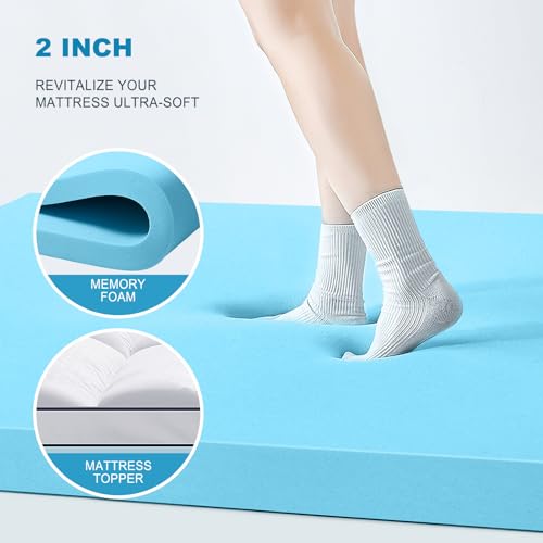 King Size Dual Layer 4 Inch Memory Foam Mattress Topper, view 5