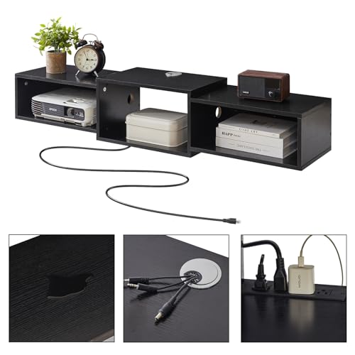 Floating TV Stand Wall Mounted with Power Outlet, view 7