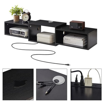 Floating TV Stand Wall Mounted with Power Outlet, view 7