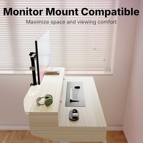 32 x 20 Inch Electric Standing Desk with 4 Drawers, Natural, view 6