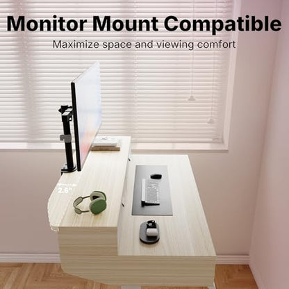 32 x 20 Inch Electric Standing Desk with 4 Drawers, Natural, view 6