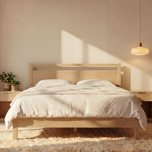 Signature Wood Platform Bed Frame with Headboard, Essential, Noise Free, view 2