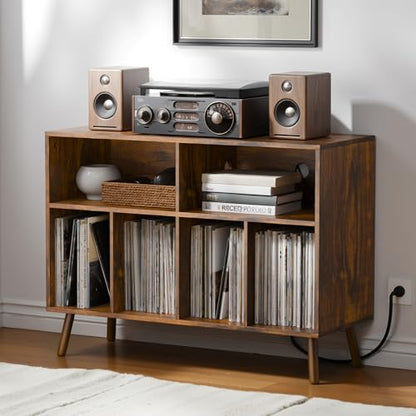 Record Player Stand with Vinyl Storage Cabinet, view 2