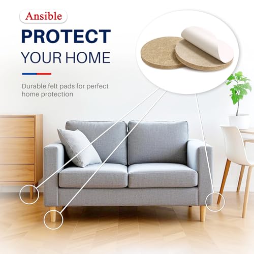 60 PCS Felt Furniture Pads 1", Felt Pads for Chair Leg Floor Protectors for Hardwood Floors Round (Beige)