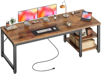63'' x 23.6'' Computer Desk with Power Outlets, 0.95'' Thick Desktop, view 2