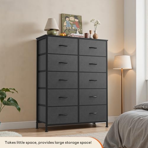 10 Drawer Tall Dresser for Bedroom & Living Room, Grey, view 5