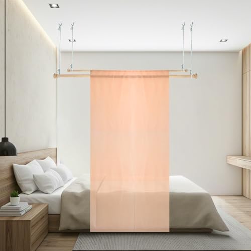 Wood Bed Canopy Frame 63 inches Bed Curtains Frame Solid Wooden Bed Poles, view 4