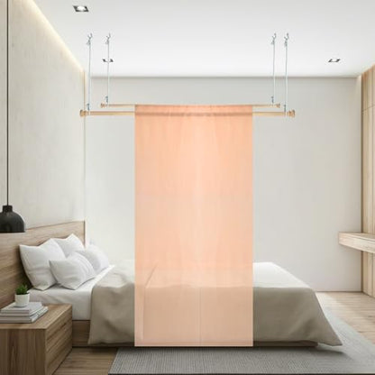 Wood Bed Canopy Frame 63 inches Bed Curtains Frame Solid Wooden Bed Poles, view 4