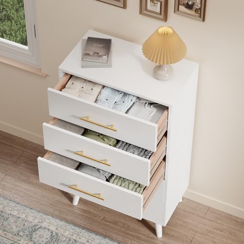 5 Drawer Dresser, Tall Dresser, White, view 5