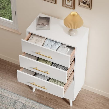 5 Drawer Dresser, Tall Dresser, White, view 5