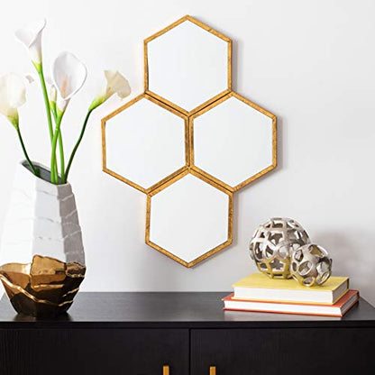 SAFAVIEH Home Collection Galen 17-inch Gold Honeycomb Octagon Mirror