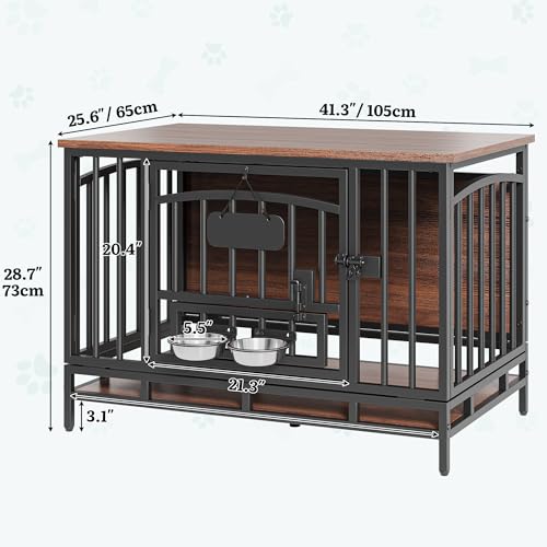 41.3" Heavy Duty Foldable Dog Crate Furniture for Medium Dogs, view 3