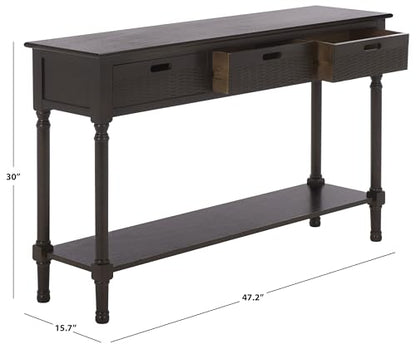 SAFAVIEH Home Collection - Landers Dark Chocolate Console Table with 3 Basket Drawers and 1 Shelf, Farmhouse Accent Entryway Table (CNS5711F)