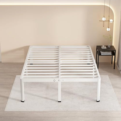 Queen White Bed Frame with Round Legs, view 8