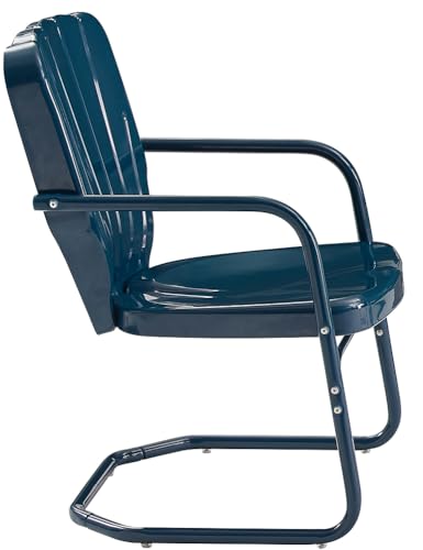 Ridgeland 2-Piece Outdoor Chair Set, Retro Metal Patio Chairs for Dining, Porch, Deck, Navy