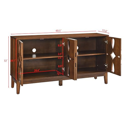 60.5" Mid Century Modern Sideboard with 4 Doors, view 3