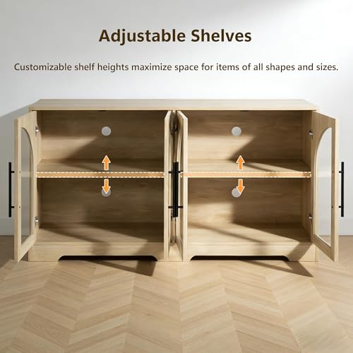 55" Sideboard Buffet Cabinet with Glass Doors, view 4