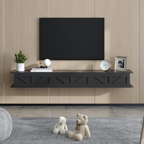 Black Floating TV Stand for 43 55 65 70 inch TV, view 8