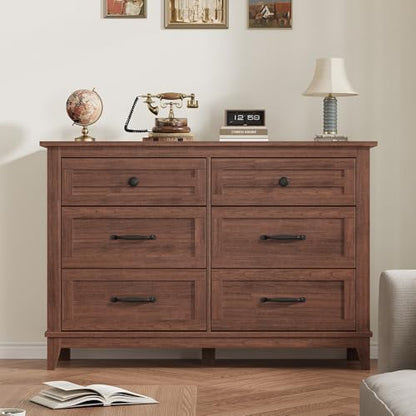 6 Dresser for Bedroom, 47 in Wide Drawer Dresser with Storage Freestanding, view 3