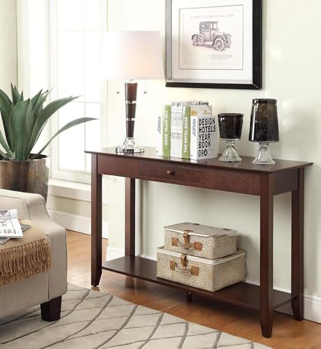 American Heritage 1 Drawer Console Table with Shelf, Espresso