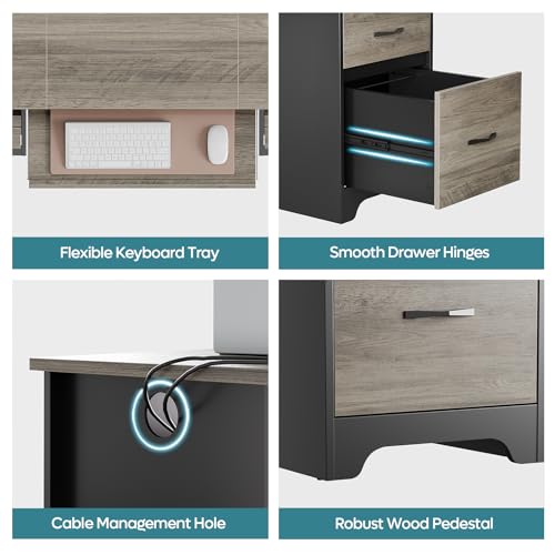 59 Inch Office Desk with 4 Drawers, Computer Desk with Storage, view 6
