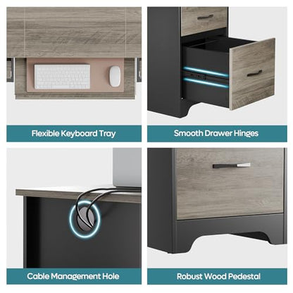 59 Inch Office Desk with 4 Drawers, Computer Desk with Storage, view 6