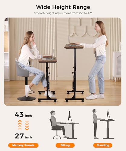 Standing Desk Adjustable Height, Mobile Stand Up Desk with Wheels, view 4
