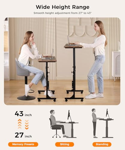 Standing Desk Adjustable Height, Mobile Stand Up Desk with Wheels, view 4