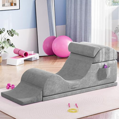 Convertible Yoga Chair for Adults, Ergonomic Foam Lounge with Lumbar Pillow, view 2