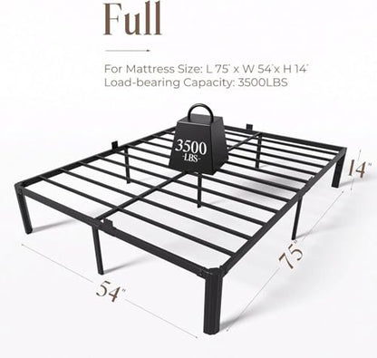 Full Metal Bed Frame 14 Inch, Heavy Duty Platform, No Box Spring Needed, view 4
