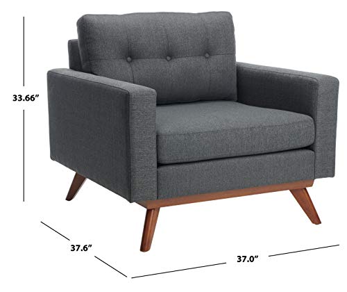 Safavieh Couture Home Gneiss Mid-Century Modern Slate Grey Linen Arm Chair