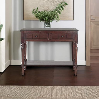 SAFAVIEH Furniture - Samantha 2-Drawer Console Table - Dark Cherry - Solid Wood - Classic Storage Design - Ideal for Entryway, Living Room, Hallway, 35.8"W x 13.8"D x 29.5"H (AMH5710D)