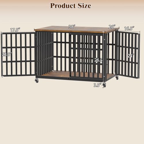 38 Inch Dog Crate Furniture, Heavy Duty Wooden Dog Kennel, view 4