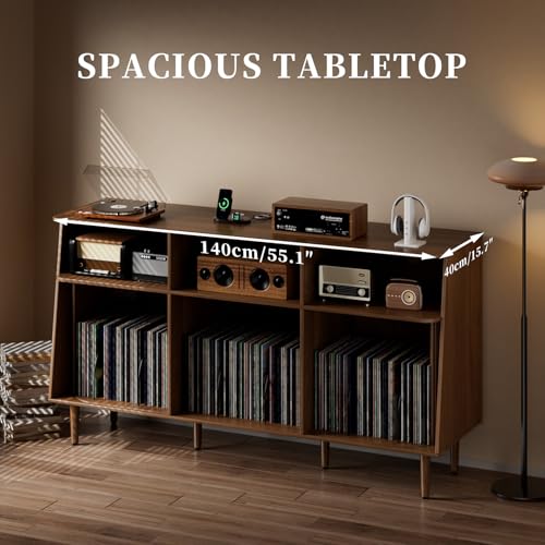 Record Player Stand with Vinyl Storage, view 6
