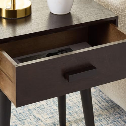 SAFAVIEH Home Collection - Lyle Dark Chocolate Accent Table, 1 Drawer, Mid-Century Modern Design (ACC5702F)