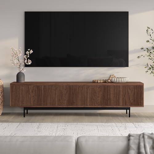 Henn&Hart 79" TV Stand for TVs up to 85", Medium Walnut, view 3