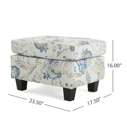 Spield Indoor Ottoman Footrest, Wooden Ottoman Foot Stool, Modern Coffee Table, Floral Print