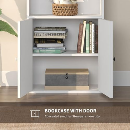71.5" Bookshelf Set of 2, 6-Tier Bookcase with Cabinet Doors, view 4