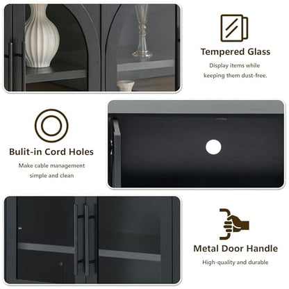 55" Sideboard Buffet Cabinet with Glass Doors, view 5