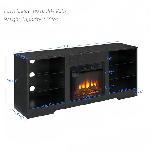 Fireplace TV Stand with 18" Fireplace, view 3
