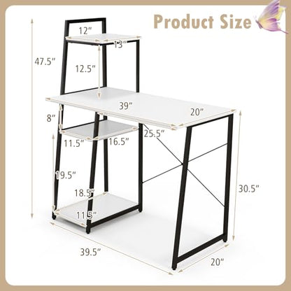 Computer Desk with 4-Tier Storage Shelves, view 4