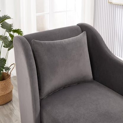 Velvet Chaise Lounge Chair Grey, Modern Fainting Couch for Indoor Living Room, view 6