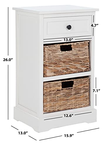 SAFAVIEH Furniture - Carrie 3-Shelf Side Table - Distressed Cream - Solid Wood - Farmhouse Tiered Design - Ideal for Living Room, Entryway, Home Office, 16"W x 13"D x 26"H - Fully Assembled (AMH5700C)