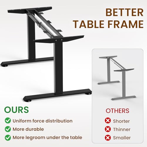 63"x28" Wider Large Standing Desk, Electric Height Adjustable, Brown, view 8