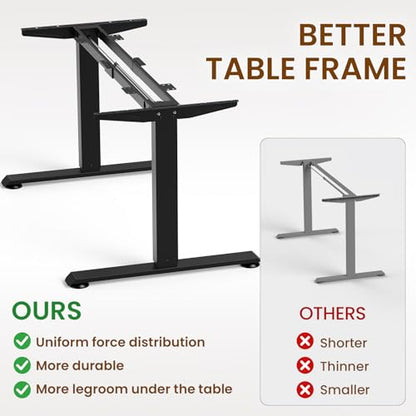63"x28" Wider Large Standing Desk, Electric Height Adjustable, Brown, view 8