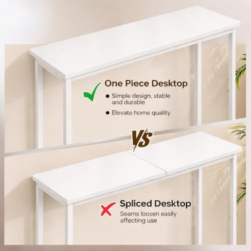 Narrow Entryway Console Table & Sofa Side Table - Industrial Hallway Table for Small Spaces, Behind Couch Table, Multi-Functional Living Room Bedroom Office,White, 29.5" x 9.4" x 29.5"
