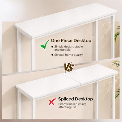 Narrow Entryway Console Table & Sofa Side Table - Industrial Hallway Table for Small Spaces, Behind Couch Table, Multi-Functional Living Room Bedroom Office,White, 29.5" x 9.4" x 29.5"