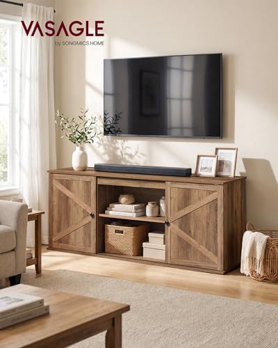 Farmhouse TV Stand for 65'' TV, Media Console, Sliding Barn Doors, view 4