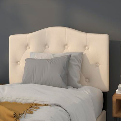 Twin Tufted Headboard | Adjustable Bed Rail Slots, Fabric Upholstered, view 2